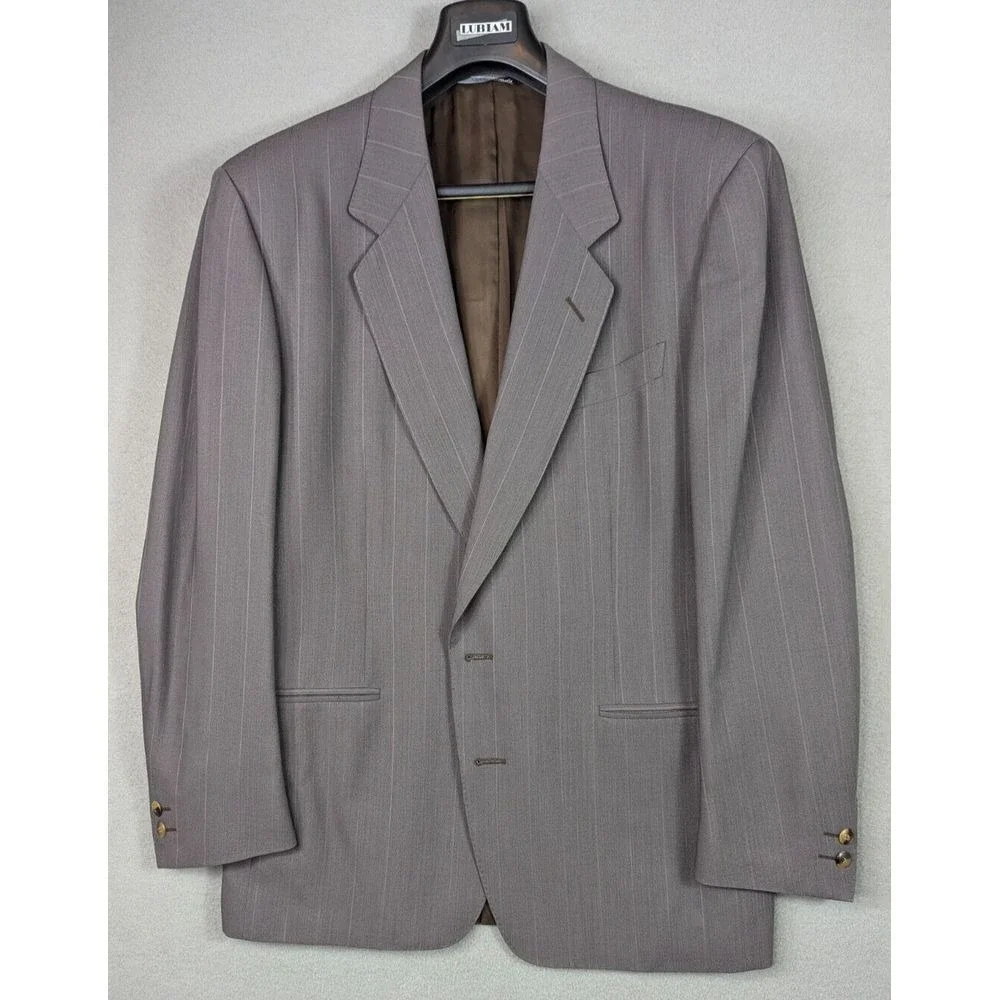 Gianni Daveri Wool Suit Men's 50R Cupro Stripe Italy Business Formal Office Work